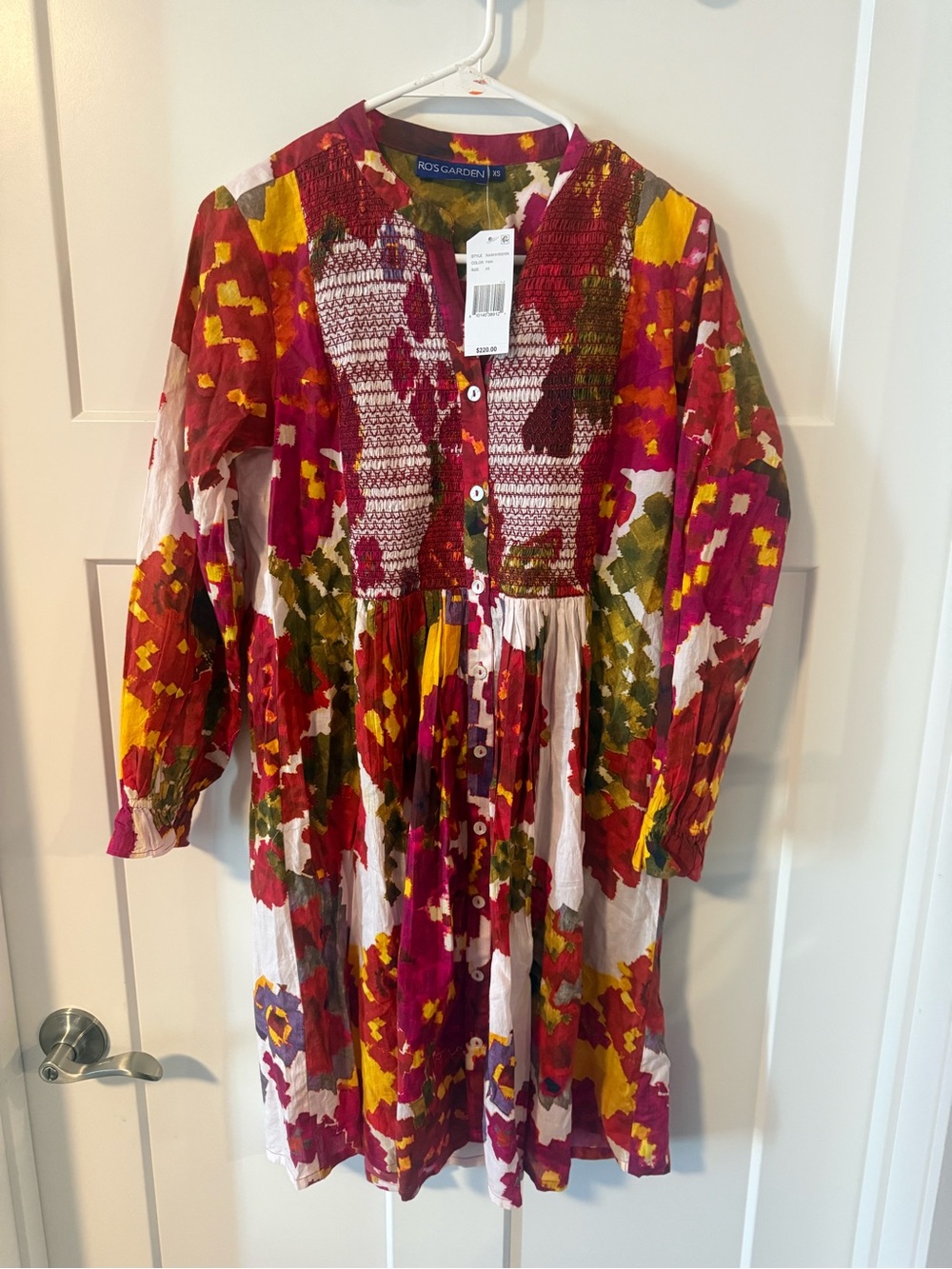 ROS GARDEN women's Multicolor Floral Long-Sleeve Dress size XS